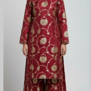 Red Pure Poth Jamawar Unstitched 2-Piece